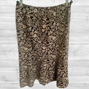 Christopher & Banks Black Tan Floral Print Boho Chic A-Line Summer Skirt Size 12